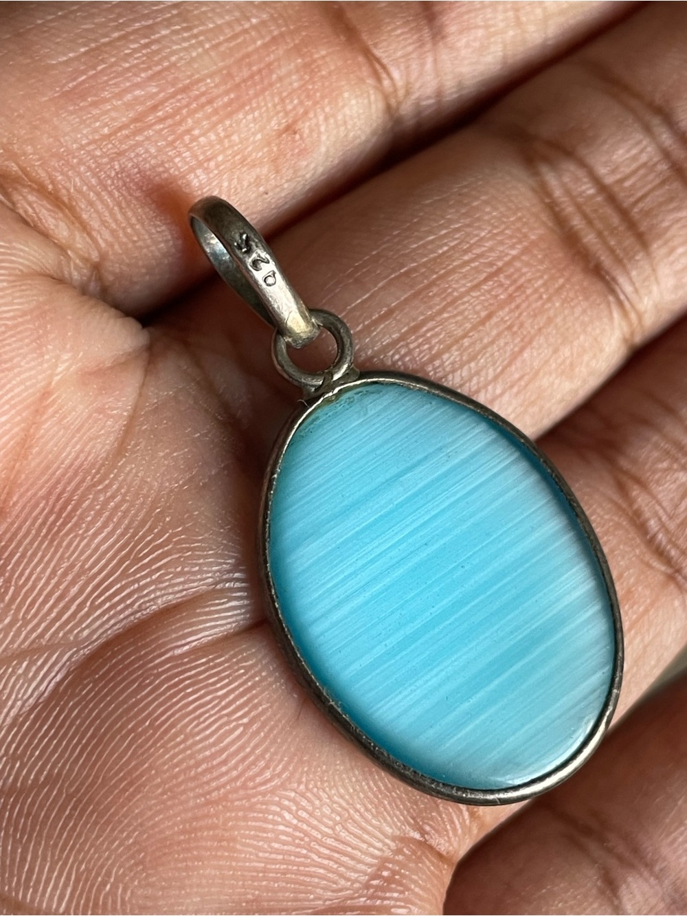 Sterling Silver Blue Stone Pendant